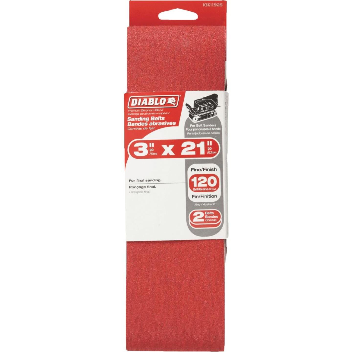 Diablo 3 In. x 21 In. 120 Grit General Purpose Sanding Belt (2-Pack) Supply