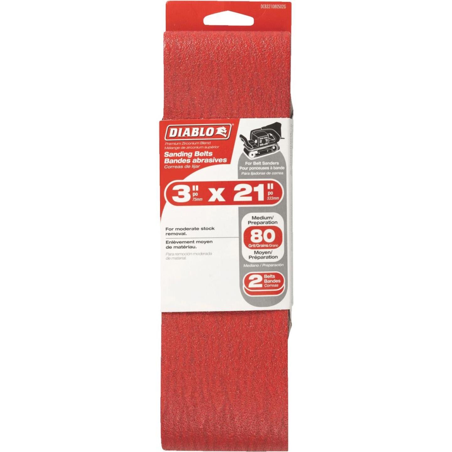 Diablo 3 In. x 21 In. 80 Grit General Purpose Sanding Belt (2-Pack) Online Hot Sale