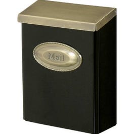 Designer Series Wall Mailbox With Lock, Black Galvanized Steel With Brass Lid, Medium, 12.5 x 9.5 x 4-In. Supply