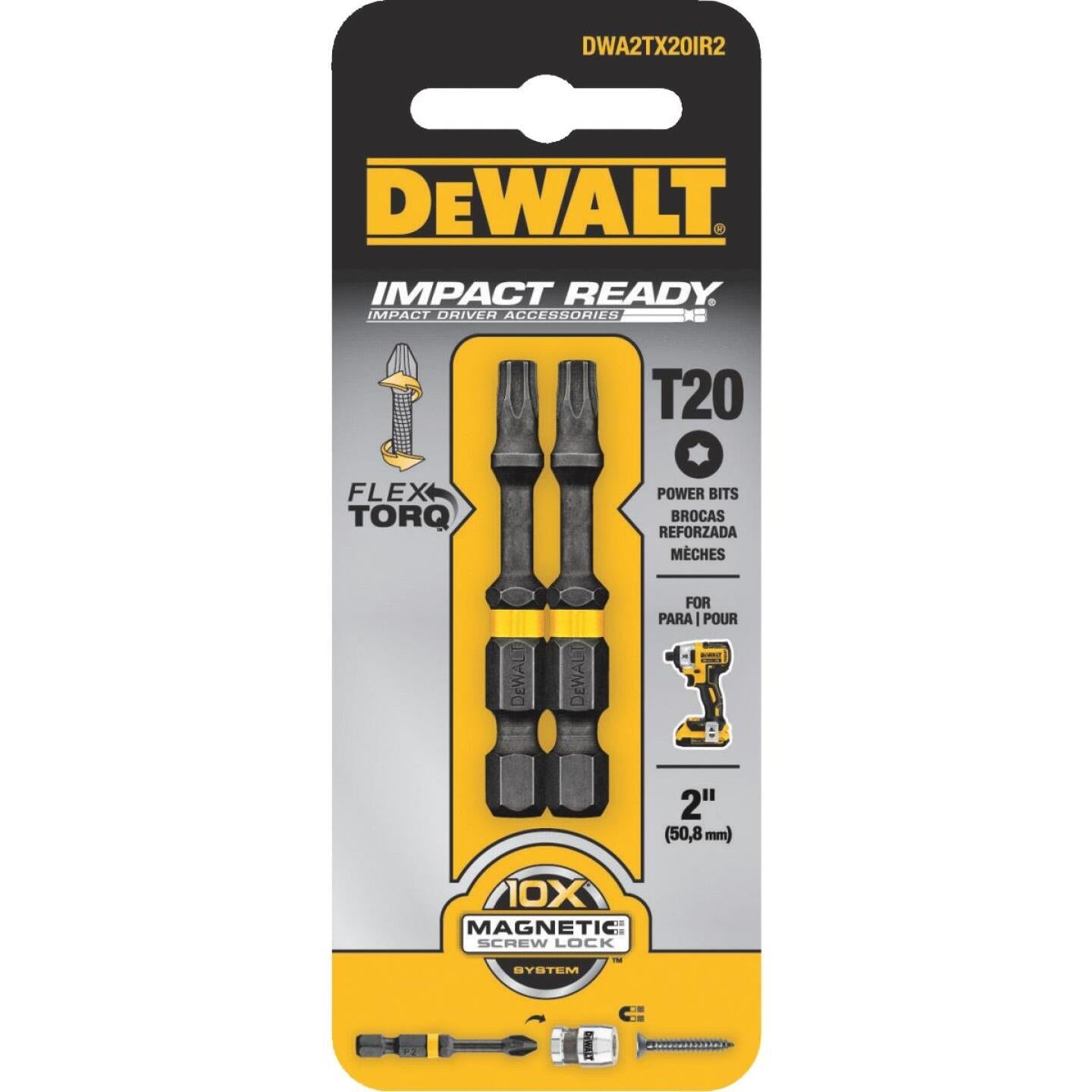 DeWalt FlexTorq 2 In. T20 TORX Power Impact Screwdriver Bit (2-Pack) Supply