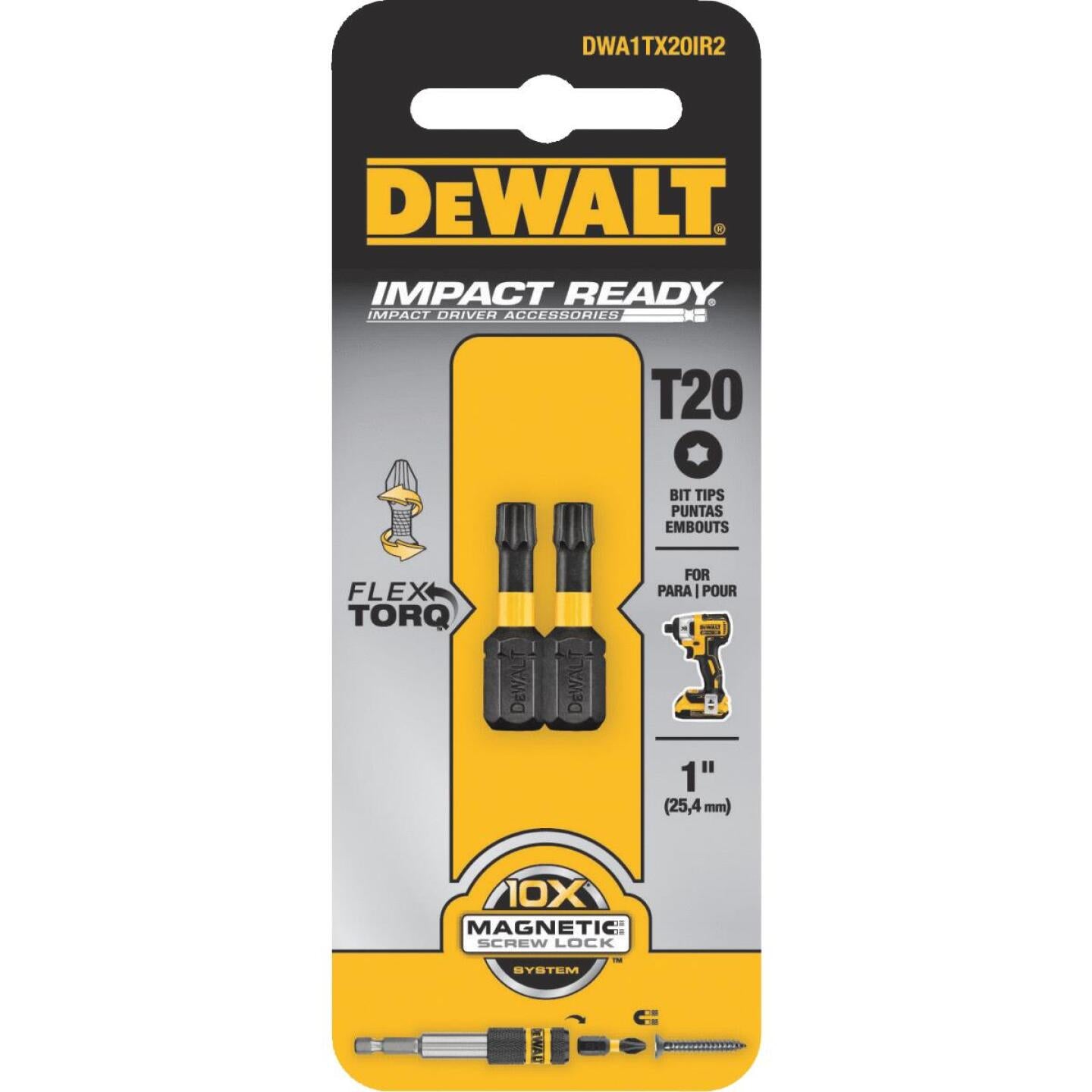 DeWalt FlexTorq 1 In. T20 TORX Insert Impact Screwdriver Bit (2-Pack) Fashion