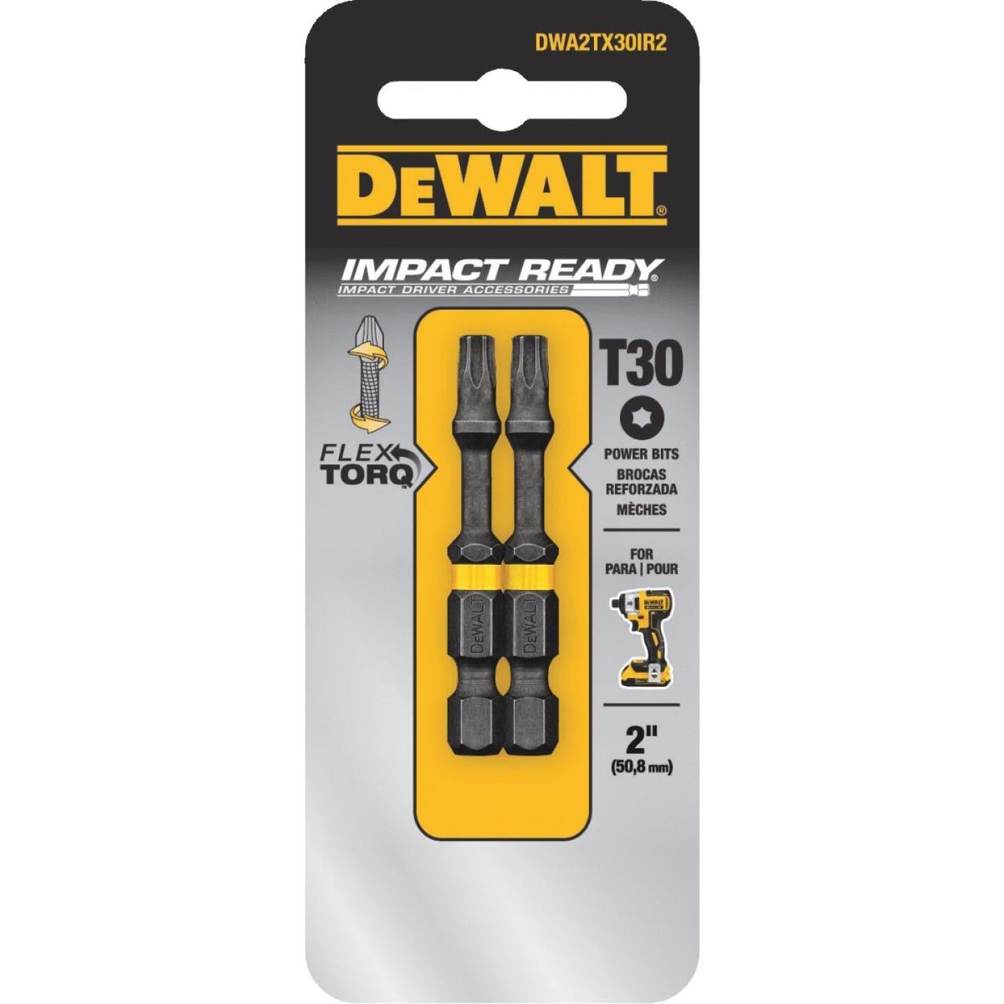 DeWalt FlexTorq 2 In. T30 TORX Power Impact Screwdriver Bit (2-Pack) Online