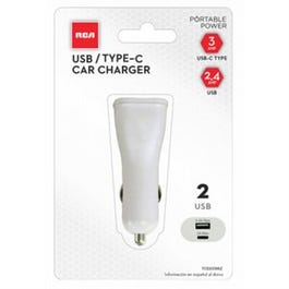 Dual Port Car Charger, Type C, White, 3.4-Amp Hot on Sale