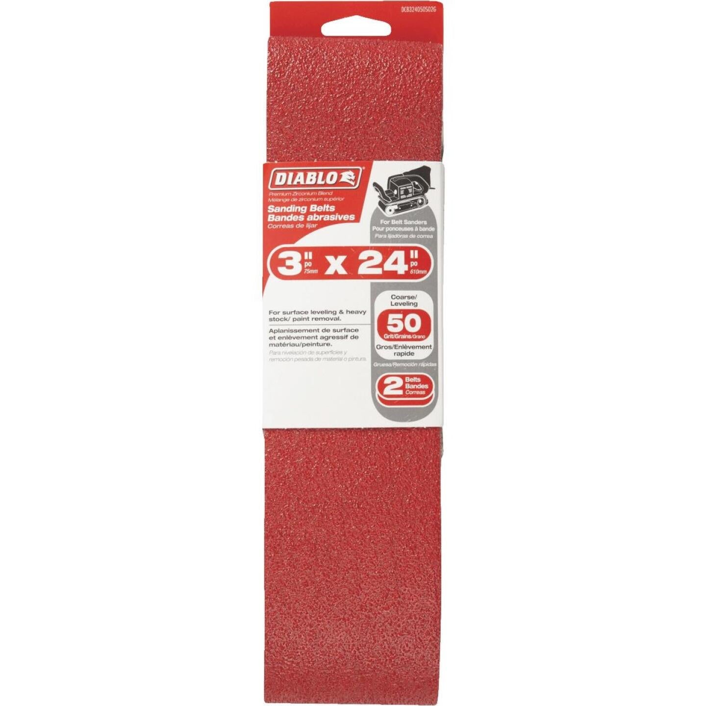Diablo 3 In. x 24 In. 50 Grit General Purpose Sanding Belt (2-Pack) Supply