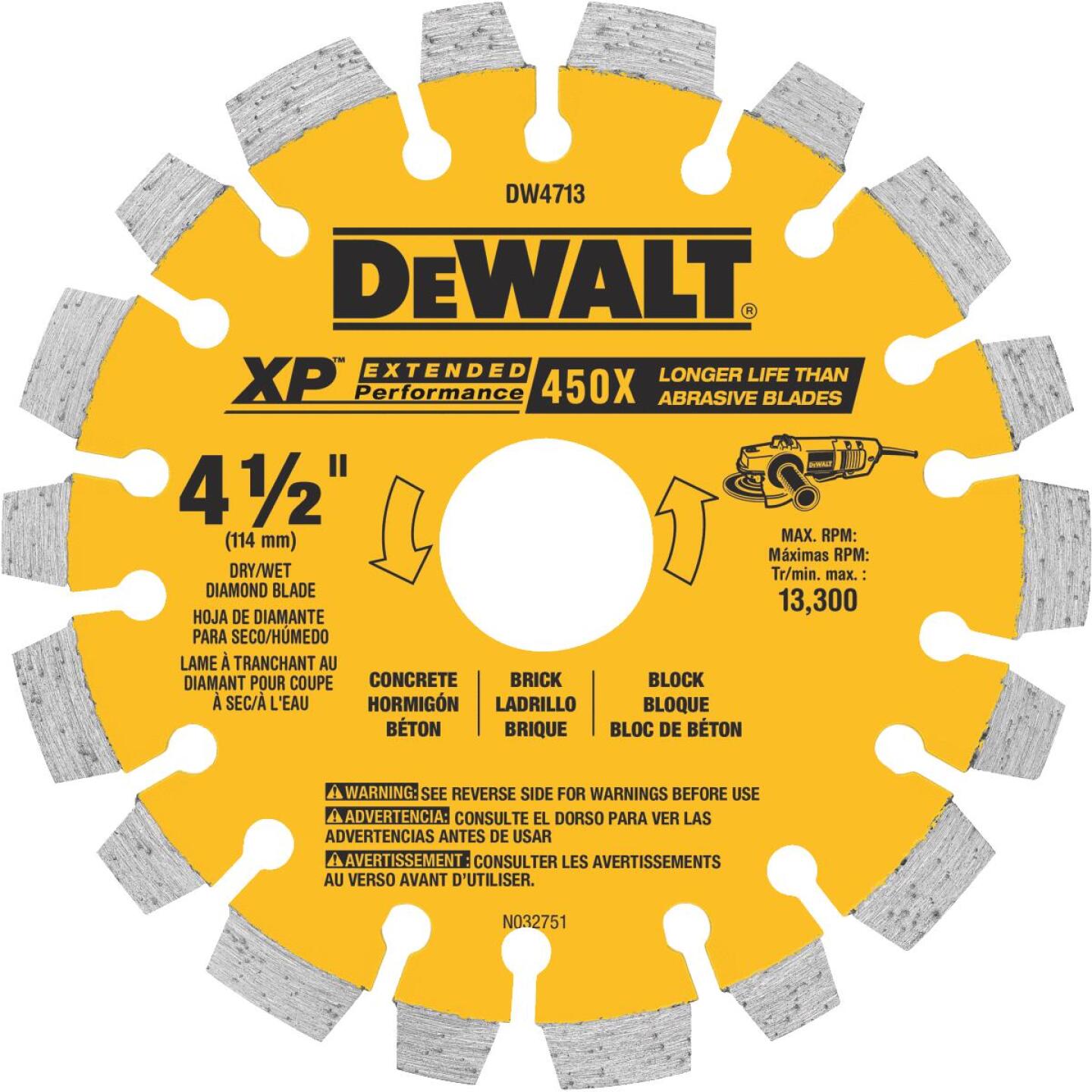 DeWalt Extended Performance 4-1/2 In. Segmented Rim Dry/Wet Cut Diamond Blade Discount