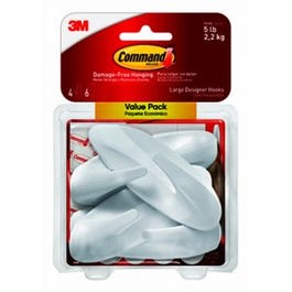 Designer Hooks, White, Large, 4-Pk. Online now