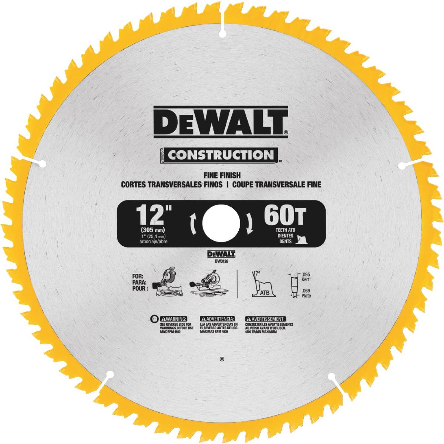 DeWalt Construction 12 In. 60-Tooth Fine Finish Circular Saw Blade Online