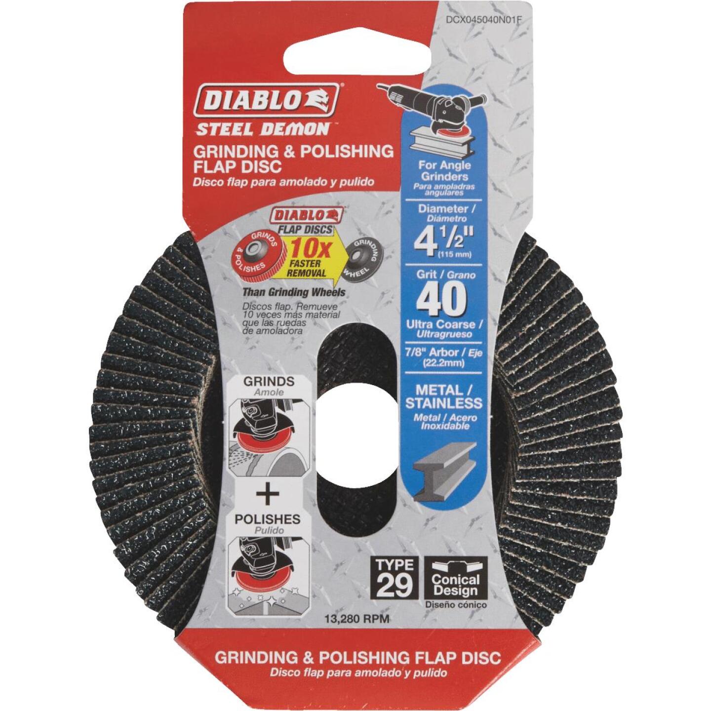 Diablo Steel Demon 4-1/2 In. x 7/8 In. 40-Grit Type 29 Angle Grinder Flap Disc Online Hot Sale