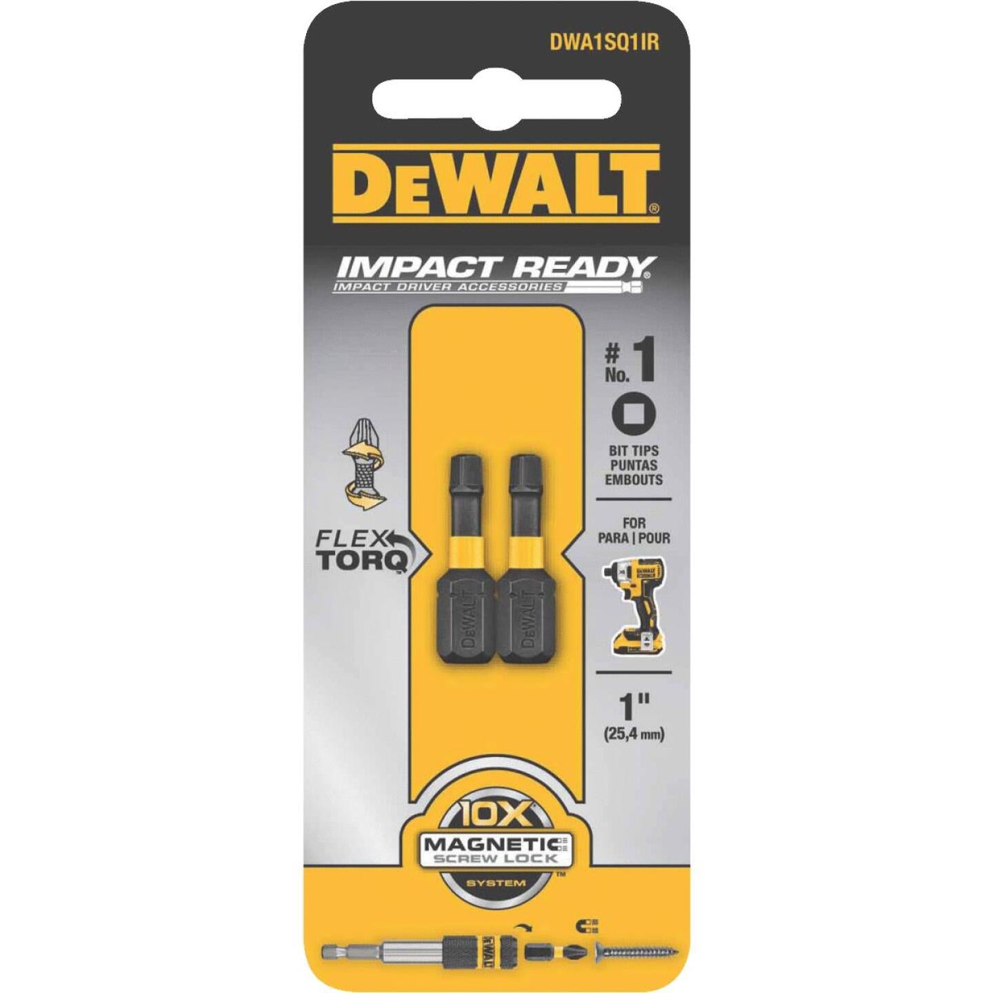 DeWalt FlexTorq 1 In. #2 Square Insert Impact Screwdriver Bit (2-Pack) Online now
