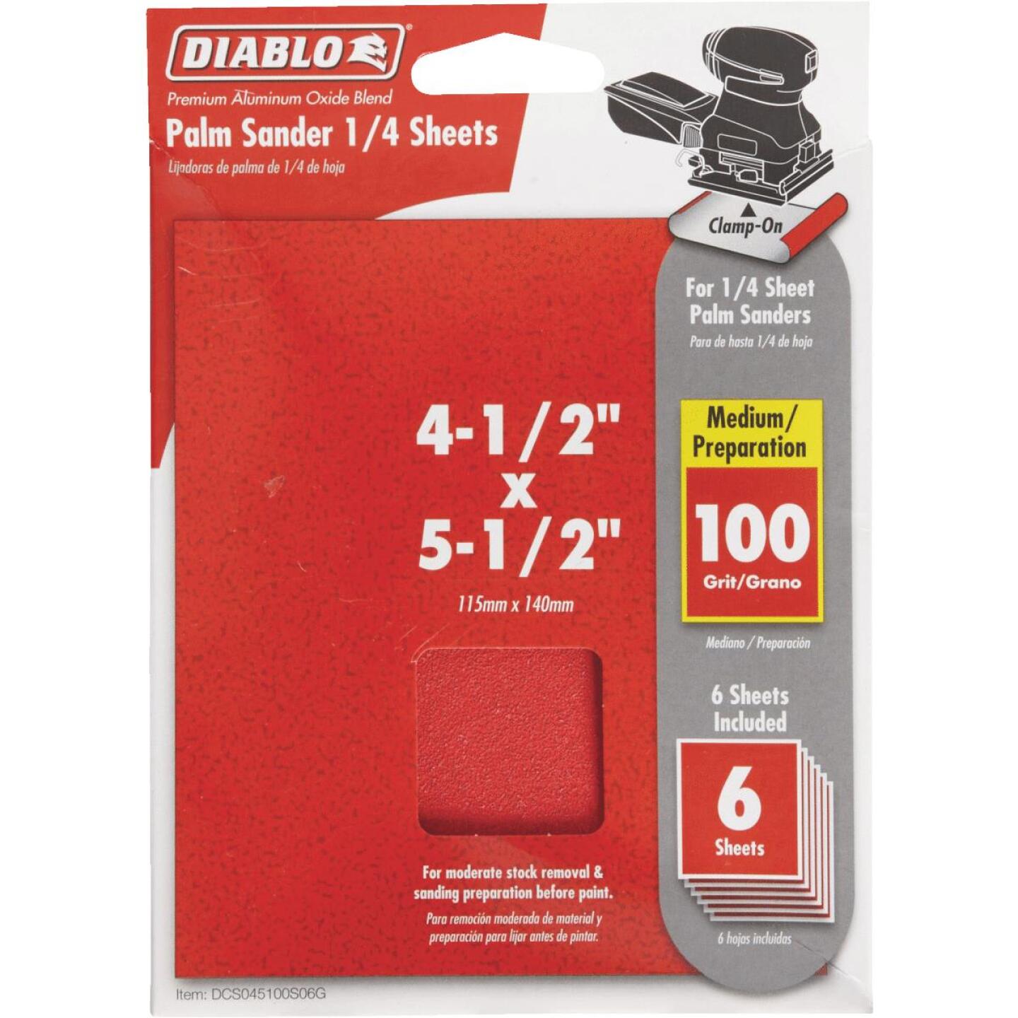 Diablo Clamp-On 100 Grit 4-1/2 In. x 5-1/2 In. 1/4 Sheet Sandpaper (6-Pack) Sale