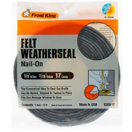 Felt Weatherstrip, 5/8W x 3/16-In. T x 17-Ft. Online Sale