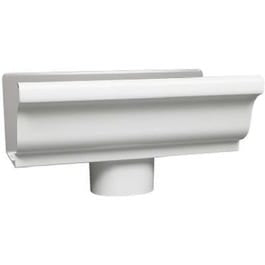End Piece With Drop, For 5-In. Gutter, White Aluminum, 5-In. on Sale