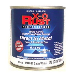Enamel Paint, Satin, White, Interior/Exterior, 1/2-Pt. Online Hot Sale