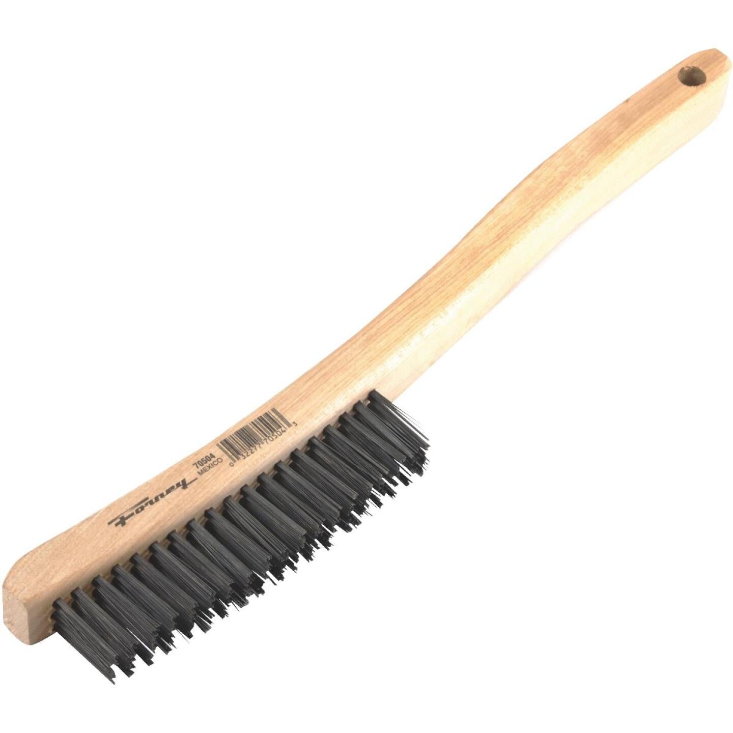 Forney 13-3/4 In. Curved Wood Handle Wire Brush with Carbon Steel Bristles Online