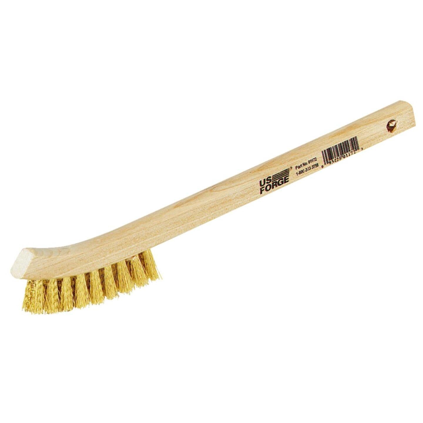 Forney 7-3/4 In. Curved Wood Handle Wire Brush with Brass Bristles on Sale
