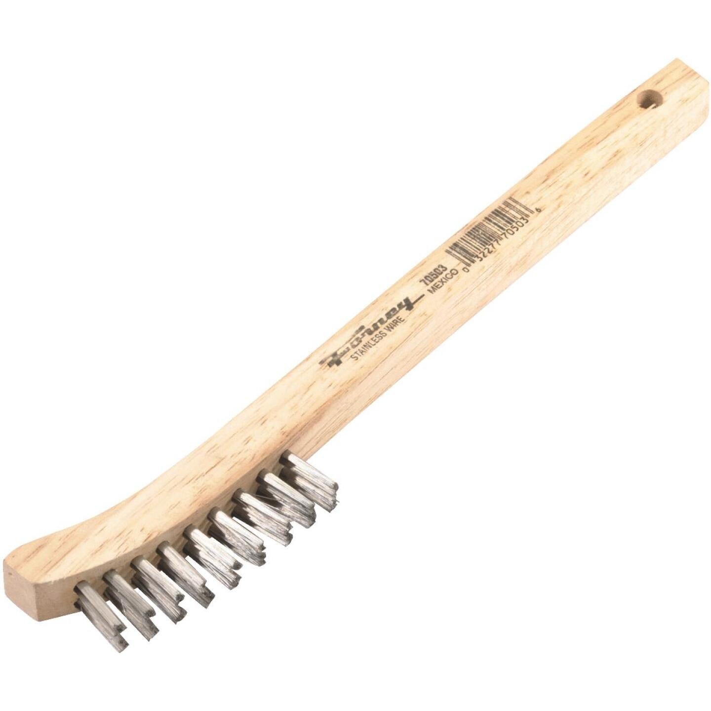 Forney 8-5/8 In. Curved Wood Handle Wire Brush with Stainless Steel Bristles Hot on Sale