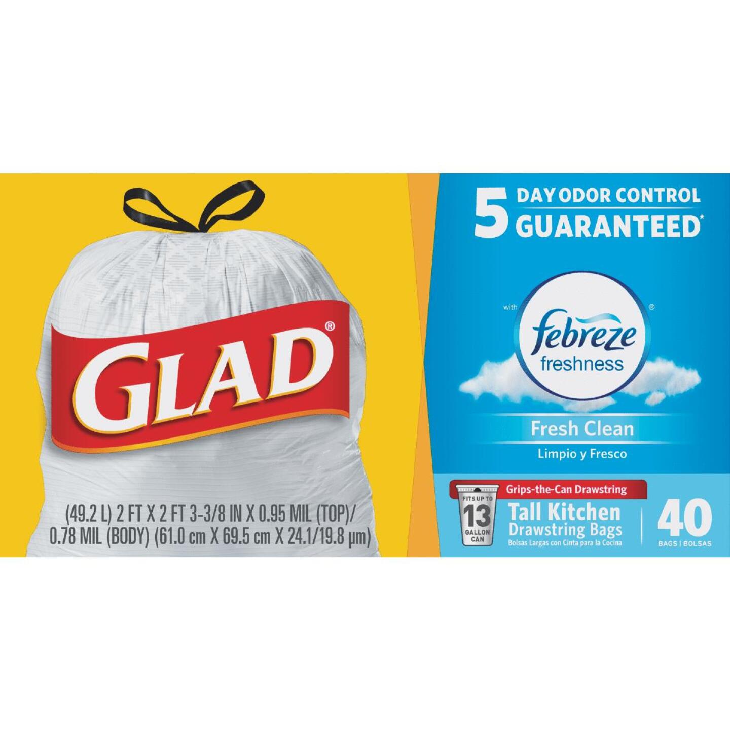 Glad Febreze 13 Gal. Fresh Scent Tall Kitchen White Trash Bag (40-Count) Online