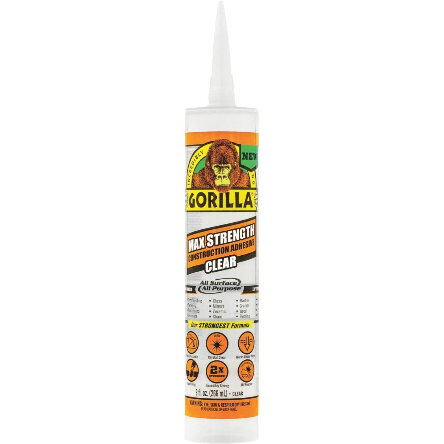 Gorilla 9 Oz. Clear Max Strength Construction Adhesive Online Sale