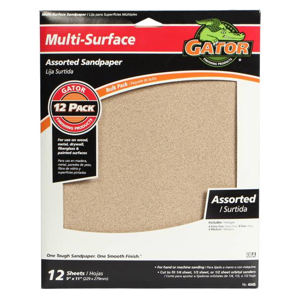 Gator’s multi-purpose aluminum oxide sandpaper  Assorted Grit Fashion