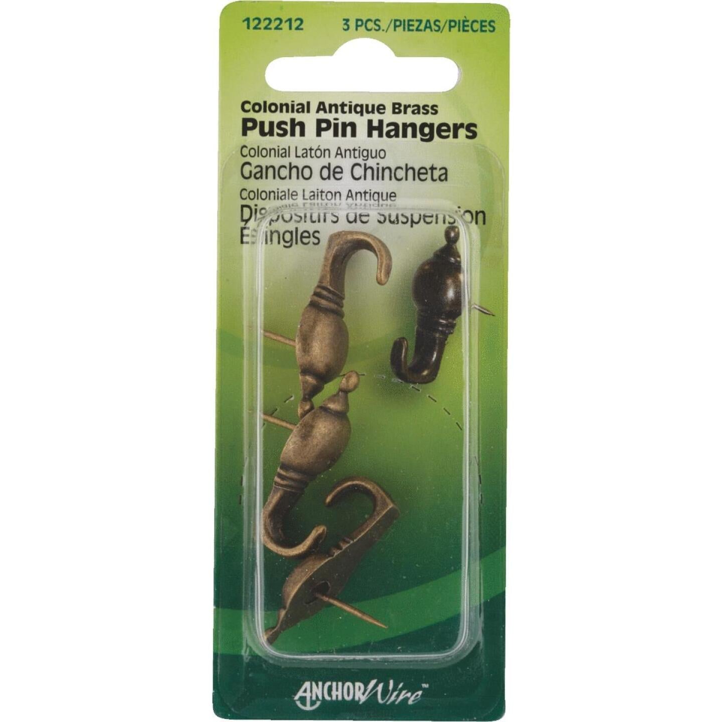 Hillman Anchor Wire Antique Brass Colonial Decorative Push Pin Hanger (3 Count) Discount