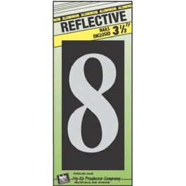House Address Number “8”, Reflective Aluminum, 3.5-In. On 5-In.Black Panel Sale