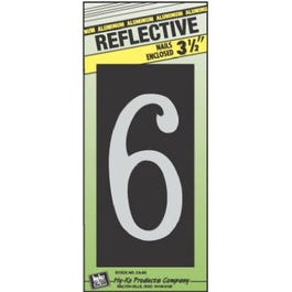 House Address Number “6”, Reflective Aluminum, 3.5-In. On 5-In. Black Panel Sale