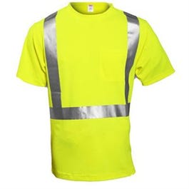 Hi-Viz T-Shirt, ANSI 107 Class II, Lime Yellow, Large Online Sale