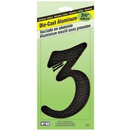 House Address Number “3”, Black Die-Cast Aluminum, 3-1/2-In. on Sale