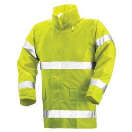 High-Visibility Jacket, Lime Yellow PVC On Polyester, Large Hot on Sale