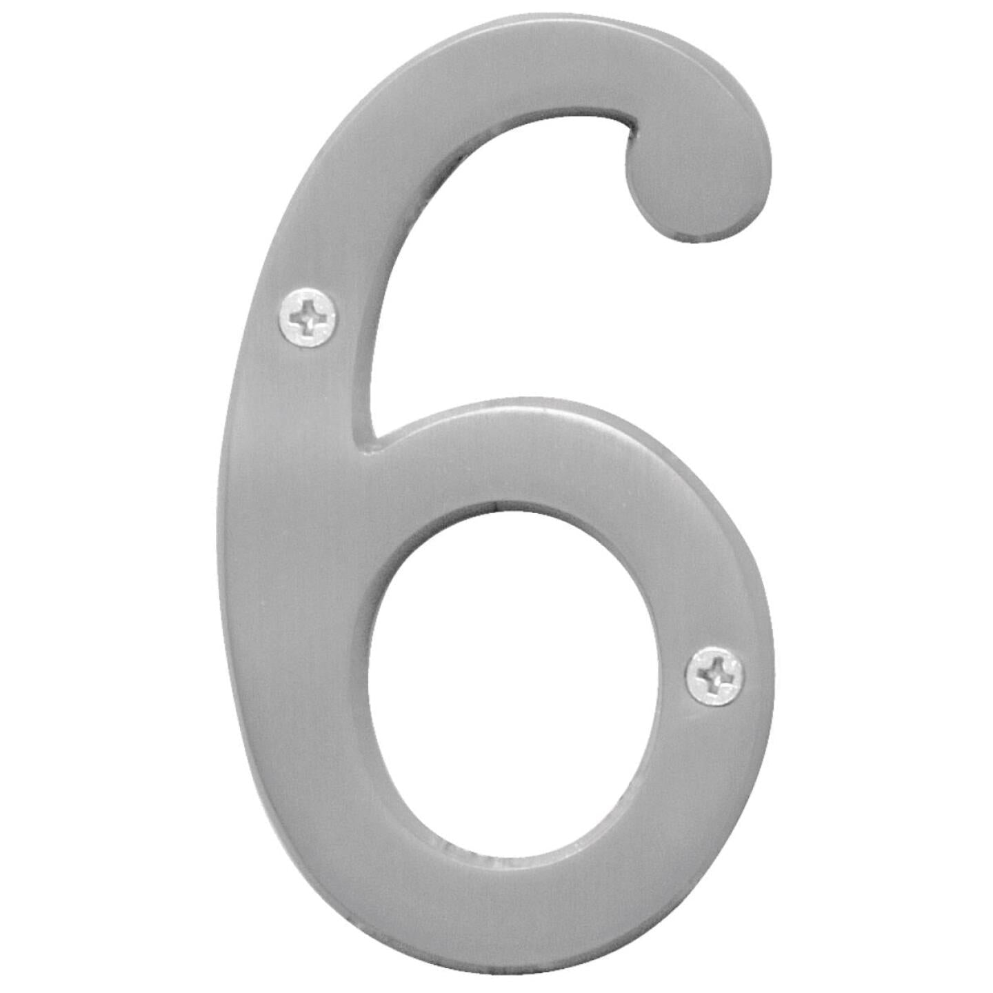 Hy-Ko Prestige Series 4 In. Satin Nickel House Number Six Fashion