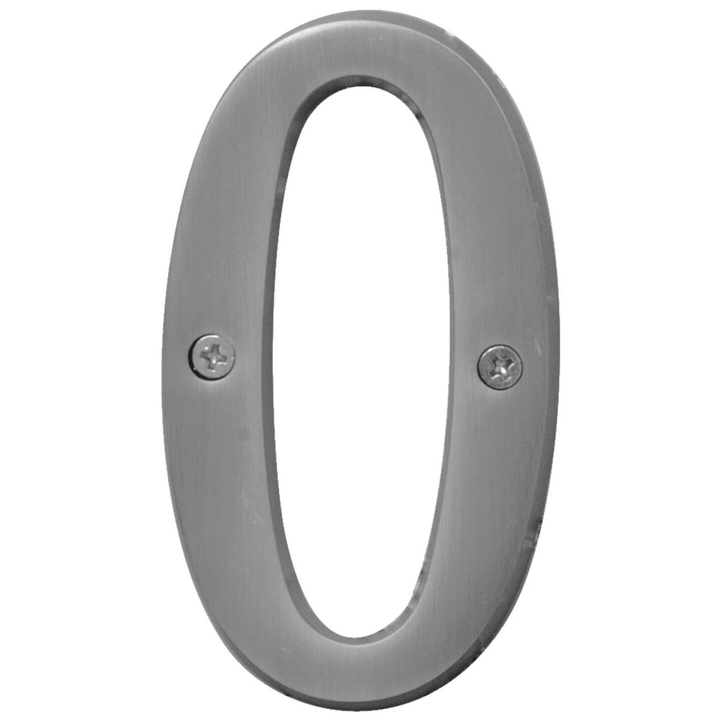 Hy-Ko Prestige Series 4 In. Satin Nickel House Number Zero on Sale