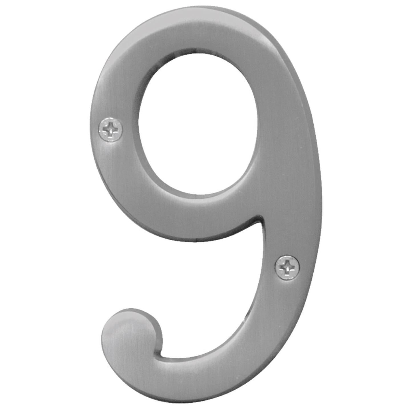 Hy-Ko Prestige Series 4 In. Satin Nickel House Number Nine on Sale