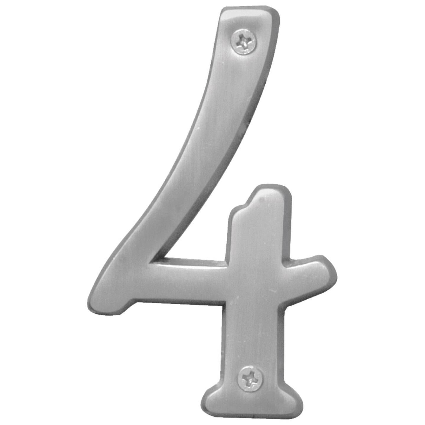 Hy-Ko Prestige Series 4 In. Satin Nickel House Number Four on Sale