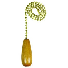 Lamp Pull Chain, Brass With Wood Cylinder, 12-In. Hot on Sale