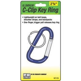 Key Ring, C-Clip, Aluminum, 2-3/8-In. Fashion