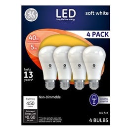 LED Light Bulbs, Soft White, 450 Lumens, 5-Watts, 4-Pk. Hot on Sale