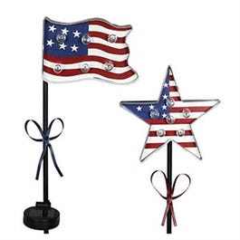 LED Solar Garden Stake Light, Patriotic Flag, Metal & Plastic Fashion
