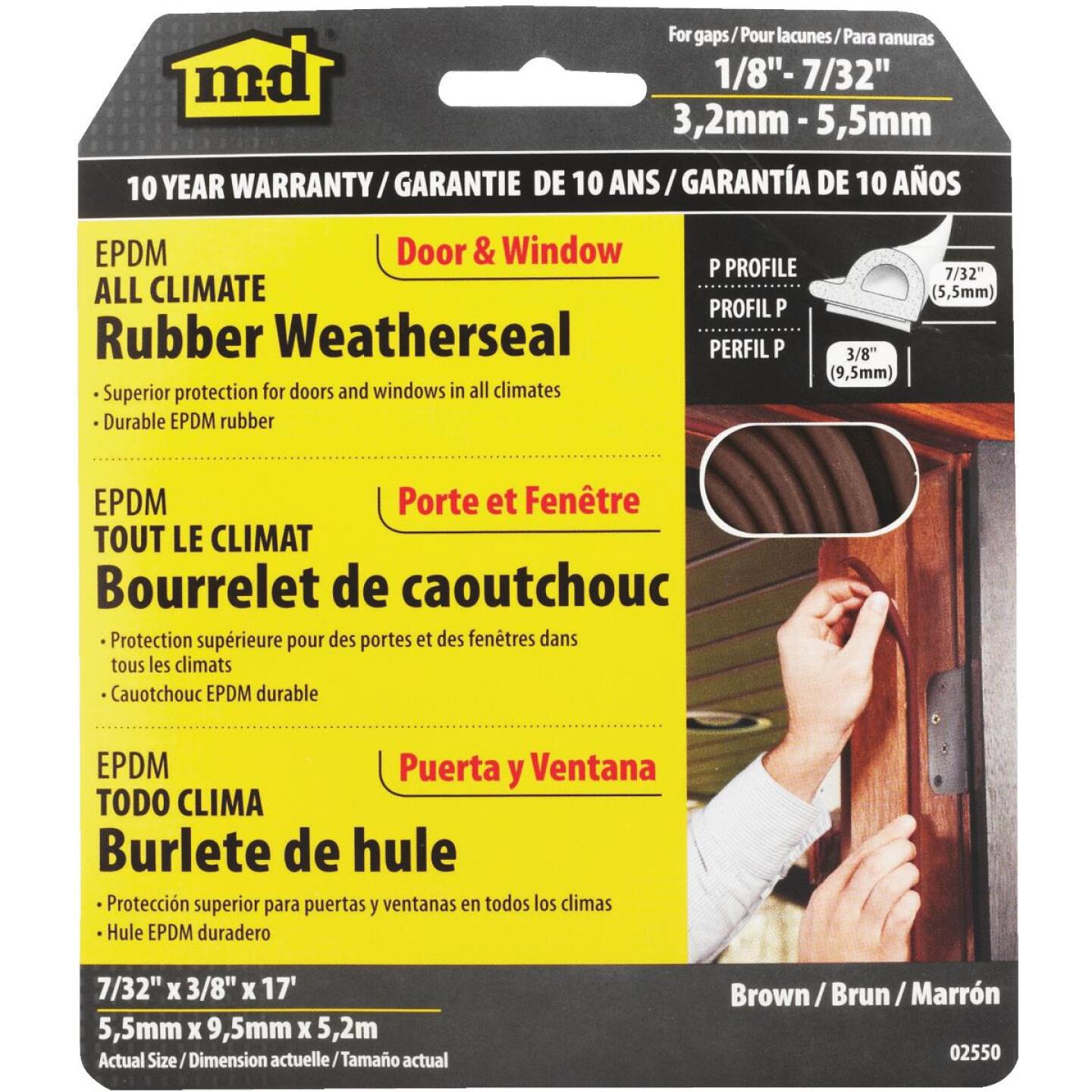 M-D Brown 17′ 3/8″  Extreme Temp Medium Gap Rubber Weatherstrip, Brown Sale