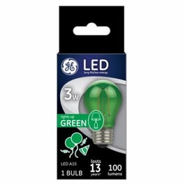 LED Party Light Bulb, A15, Green, Soft White, 100 Lumens, 3-Watt Discount