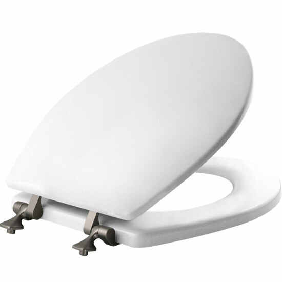 Mayfair Classic Molded Wood Round Toilet Seat with Brushed Nickel Hinge Online now