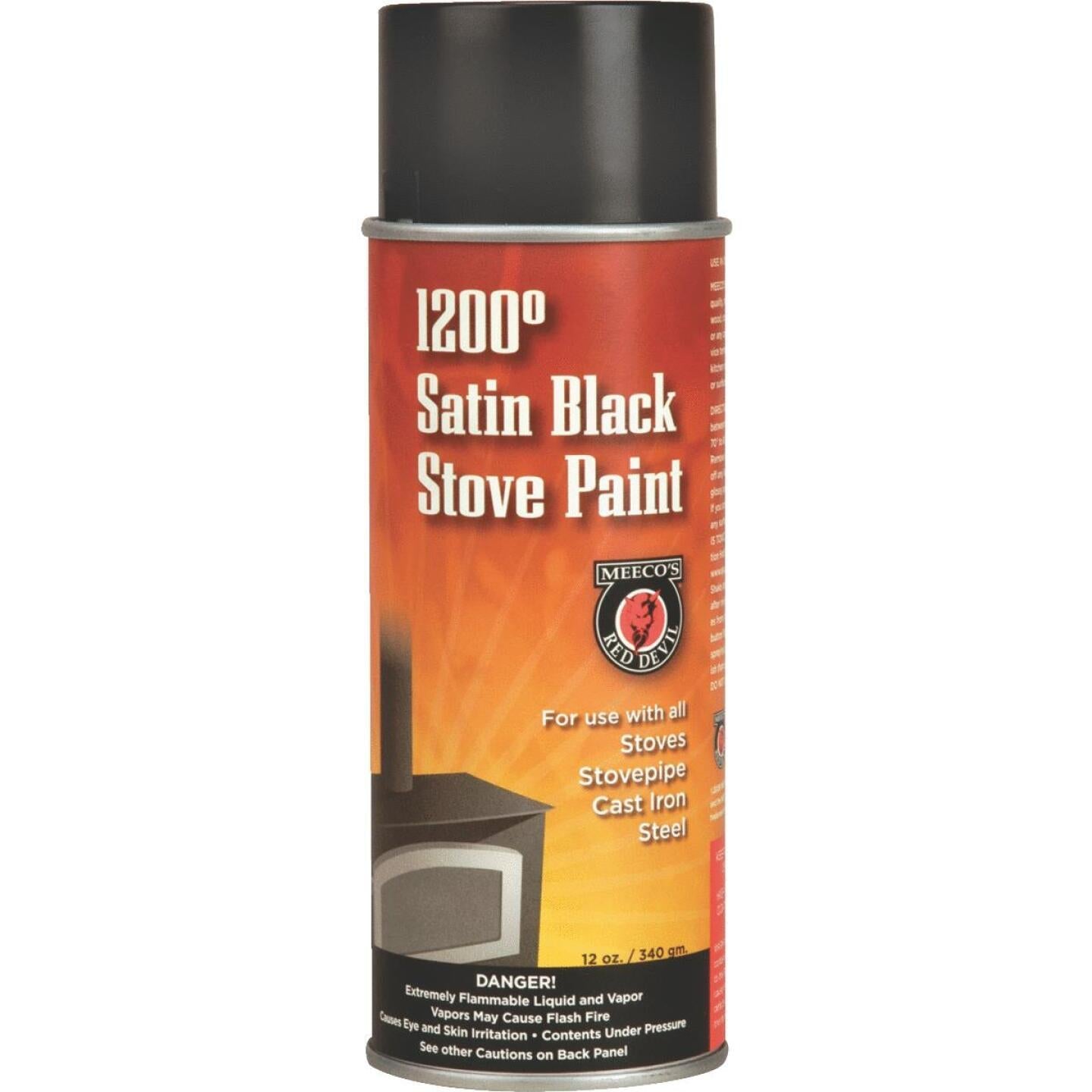 Meeco’s Red Devil Black Satin 12 Oz. High Heat Spray Paint on Sale