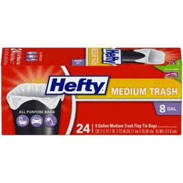Medium Plastic Trash Bags With Ties, 8-Gal., 24-Ct. Sale