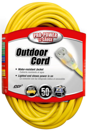 OUTDOOR CORD 50 FT 12/3 SJTW YELLOW on Sale