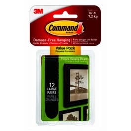 Picture Hanging Strips, Black, Large, 12-Pk. Supply