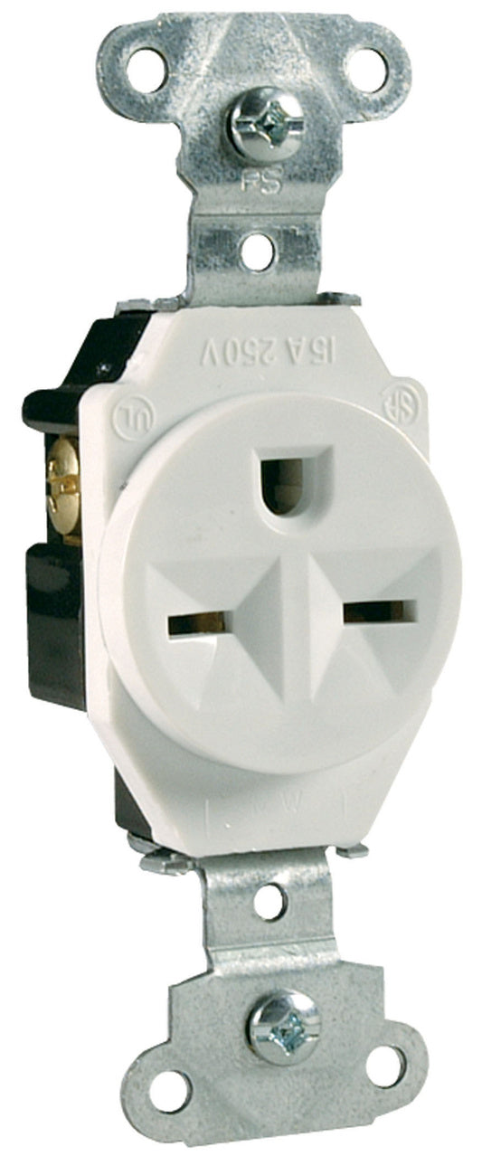 Pass & Seymour 15A 250V Heavy Duty Spec-Grade Single Receptacle, Back and Side Wire, White Fashion