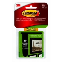 Picture Hanging Strips, Black, Medium, 12-Pk. Fashion