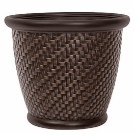Planter, Plastic, Bronze Shaded Wicker, 18-In. on Sale