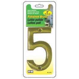 Prestige Series House Address Number “5”, Polished Brass, 4-In. Supply