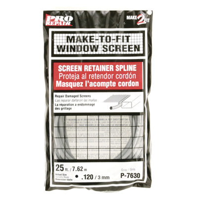 Prime Line Screen Retainer Vinyl Spline, .12″ Round, Gray, 25′ per roll. Hot on Sale
