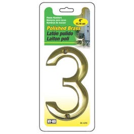 Prestige Series House Address Number “3”, Polished Brass, 4-In. Online Hot Sale
